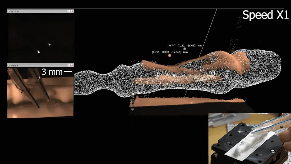 Dynamic demonstration of fiber-instrument tracking and 3D reconstruction